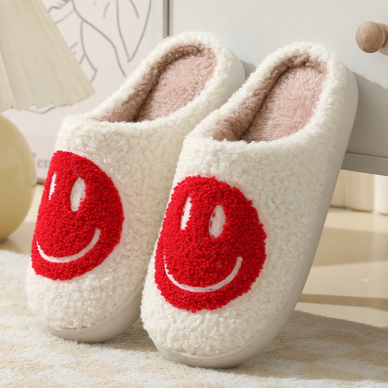 Red & White Smiley Face Slippers