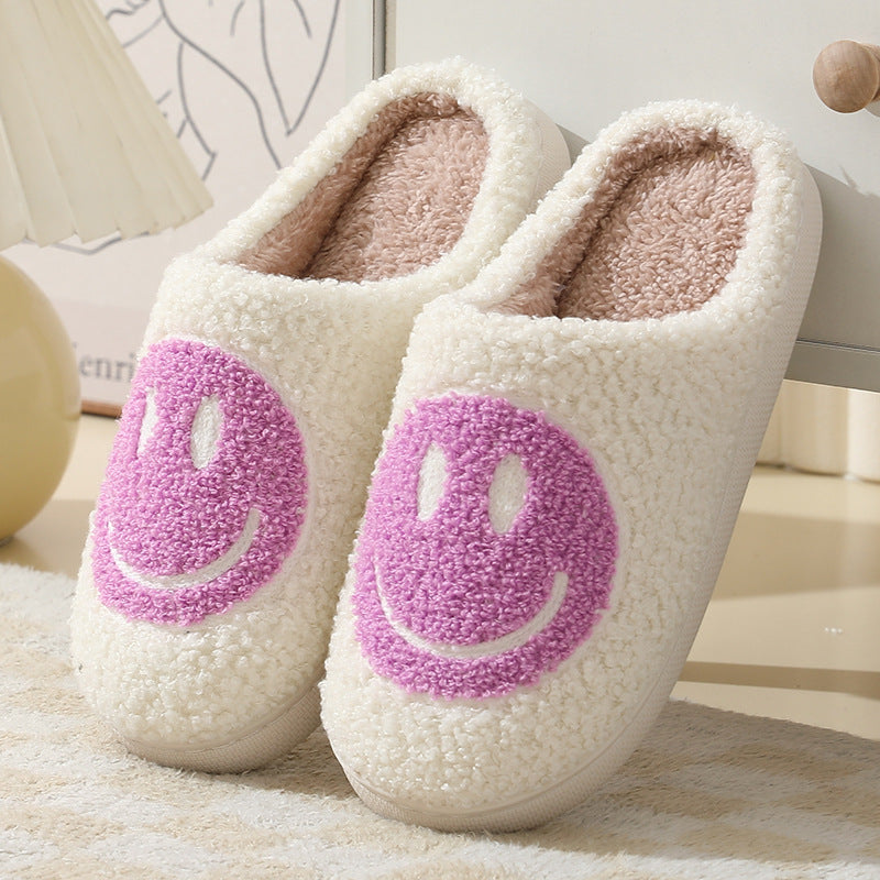 Pastel Pink & White Smiley Face Slippers