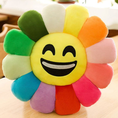 Happy Smiley Sunflower Plush Pillow