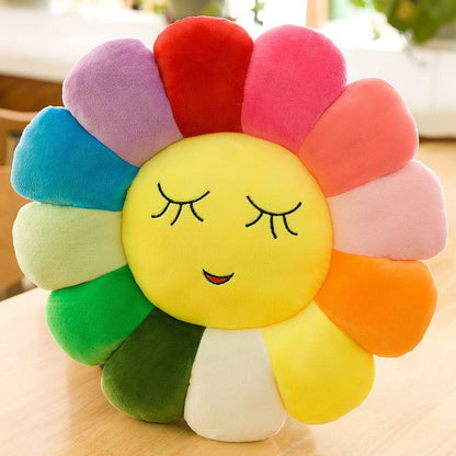 Shy Smiley Sunflower Plush Pillow