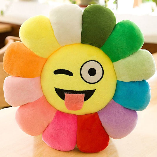 Silly Smiley Sunflower Plush Pillow