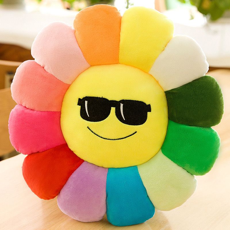 Cool Smiley Sunflower Plush Pillow